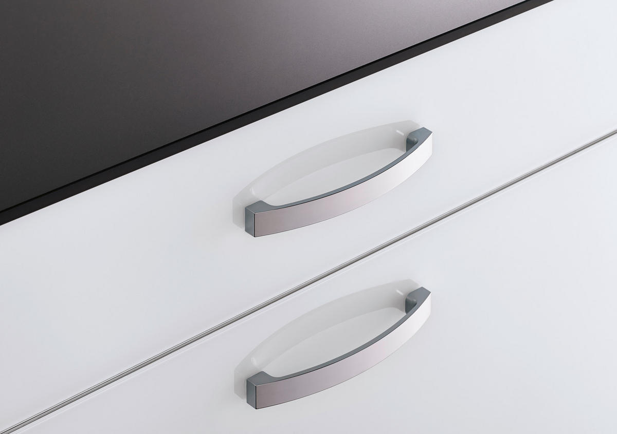 SCHUHSCHRANK Silberfarben, Alufarben, Weiß Hochglanz  - Chromfarben/Weiß Hochglanz, Design, Glas/Holzwerkstoff (117/97/35cm) - Moderano