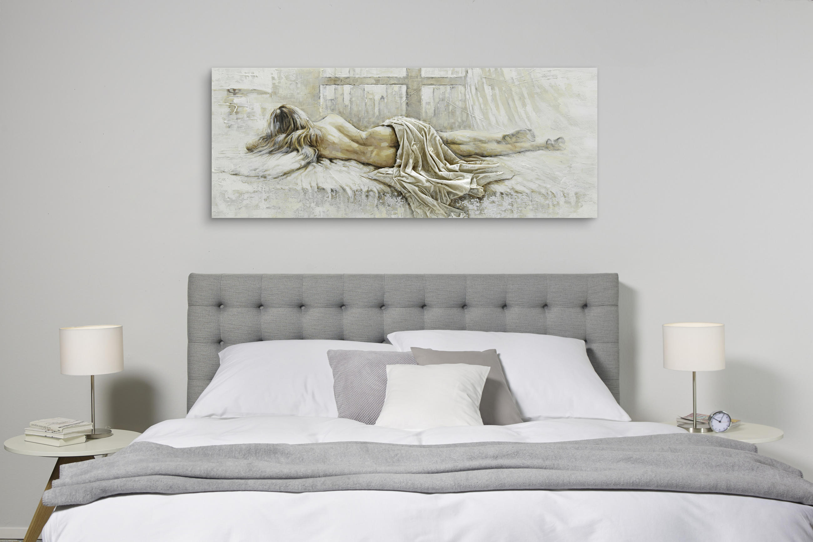 ÖLGEMÄLDE Frauen 180/70 cm  - Creme/Weiß, Basics, Holz/Textil (180/70cm) - Monee