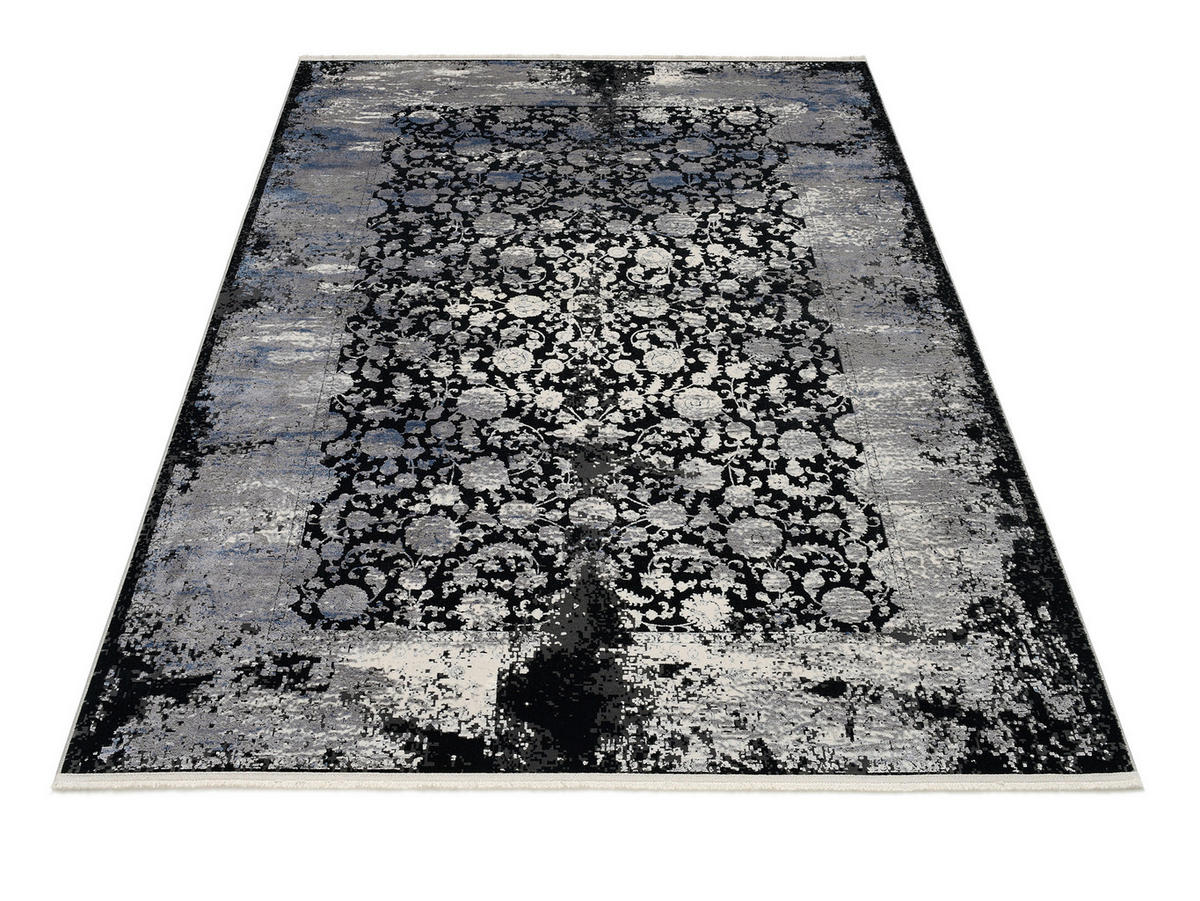 WEBTEPPICH 160/230 cm Colorado Flower Grau, Schwarz, Hellgrau, Dunkelgrau  - Dunkelgrau/Hellgrau, Design, Textil (160/230cm) - Musterring
