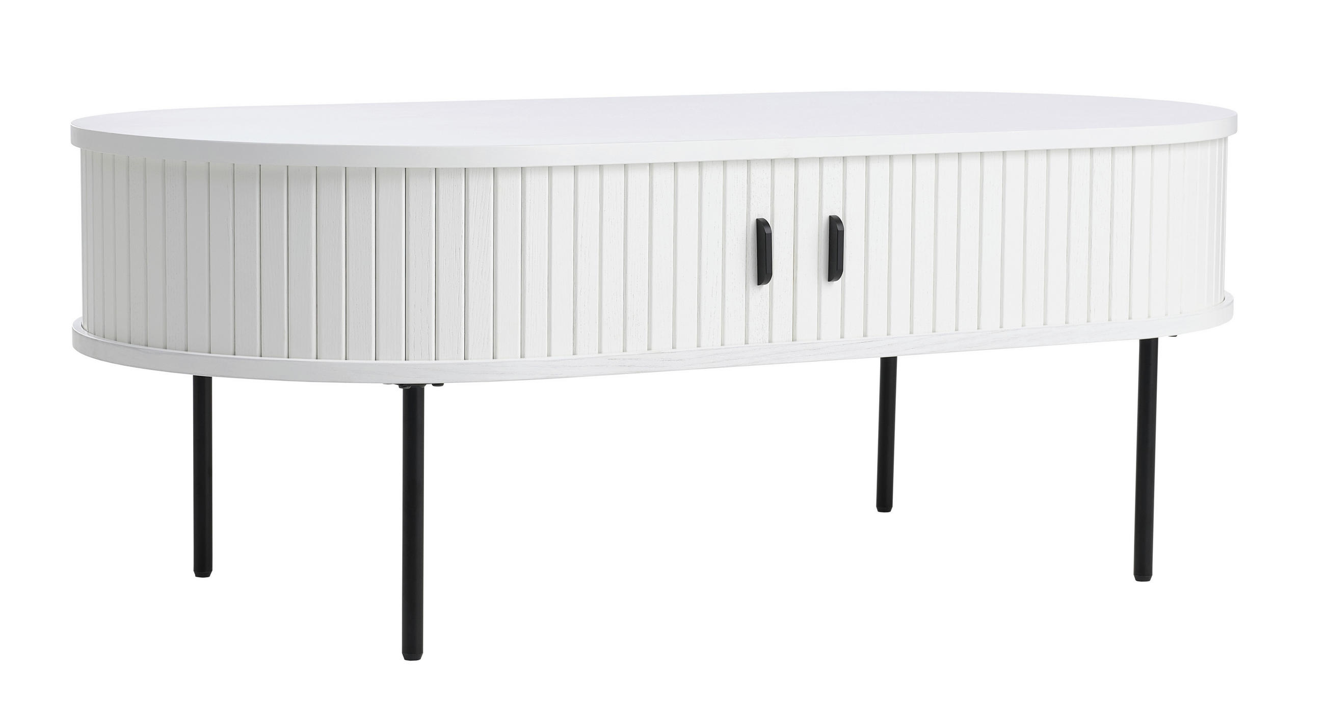 COUCHTISCH Eiche furniert 120/60/45 cm oval Weiß  - Schwarz/Weiß, Trend, Holz/Holzwerkstoff (120/60/45cm) - home24