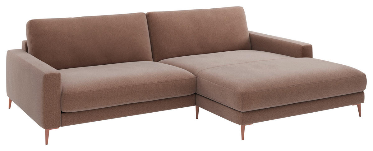 ECKSOFA  in Flachgewebe Hellrosa  272/190 cm  - Hellrosa/Rosa, Design, Textil/Metall (272/190cm) - Lomoco
