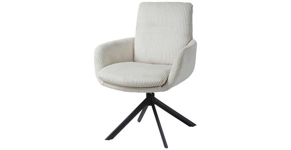 ARMLEHNSTUHL in Eisen Cord - Creme/Schwarz, Design, Textil/Metall (64/89/67cm) - Novel