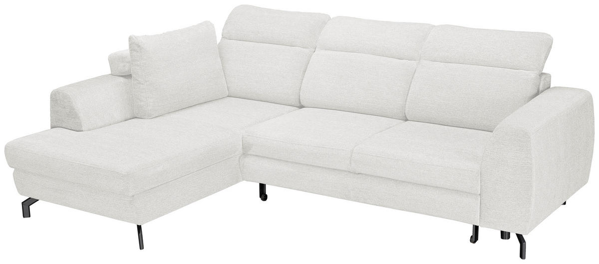 ECKSOFA Weiß Chenille  - Schwarz/Weiß, KONVENTIONELL, Textil/Metall (185/266cm) - Carryhome