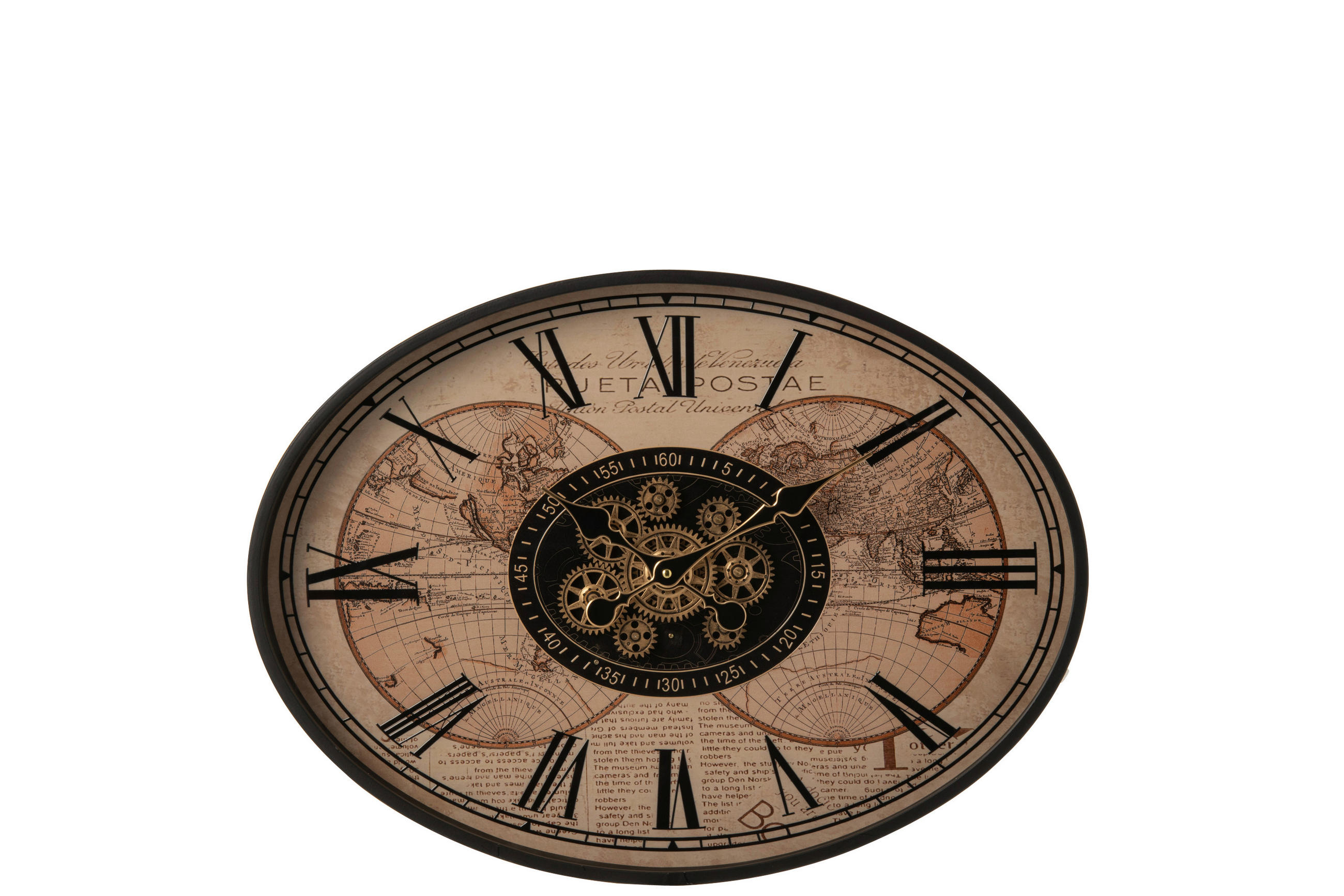 WANDUHR Schwarz, Beige 48/8/64 cm  - Beige/Schwarz, Basics, Glas/Kunststoff (48/8/64cm) - Ambia Home