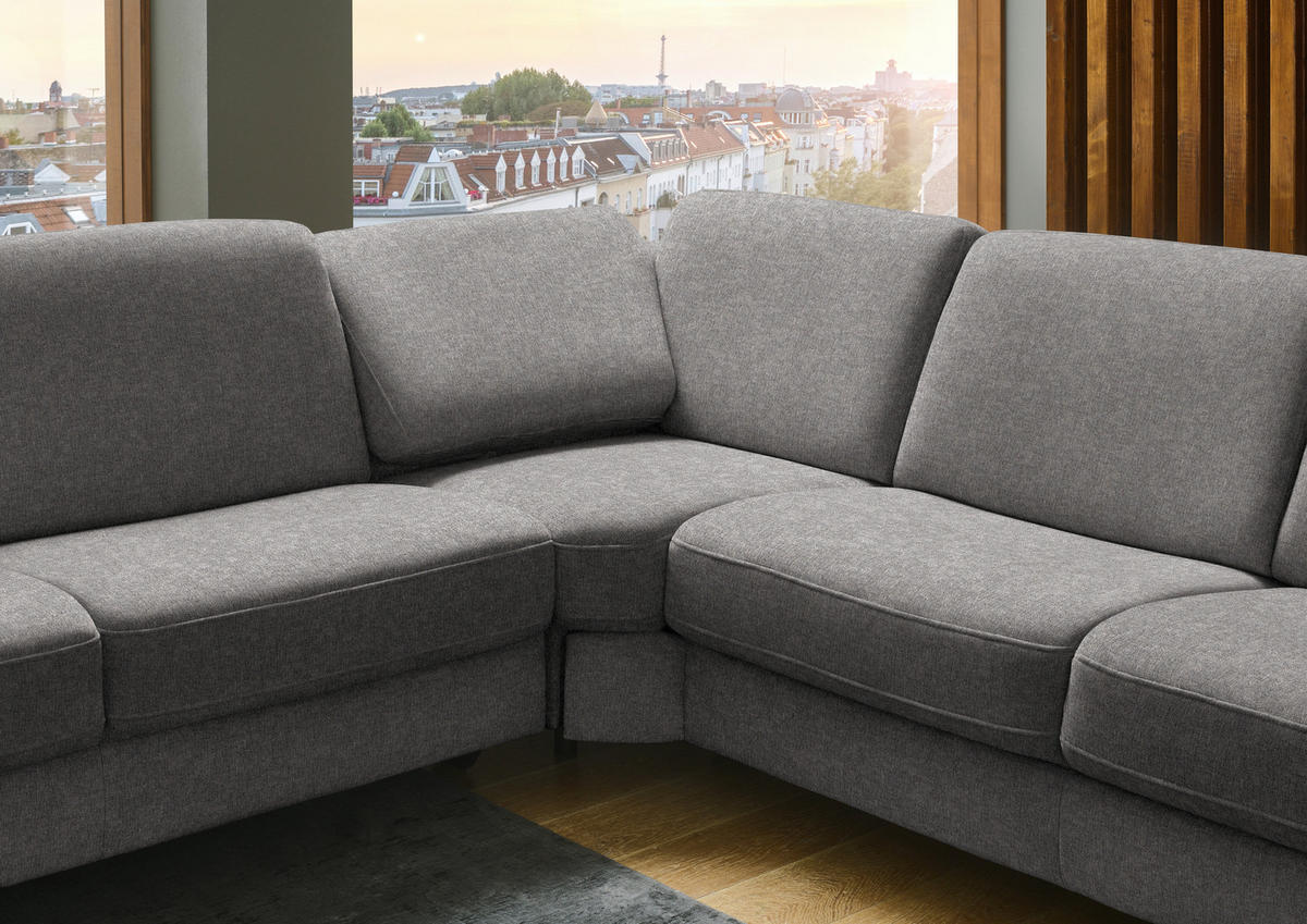 ECKSOFA in Chenille Graubraun  278/278 cm  - Graubraun/Schwarz, Design, Textil/Metall (278/278cm) - Valdera
