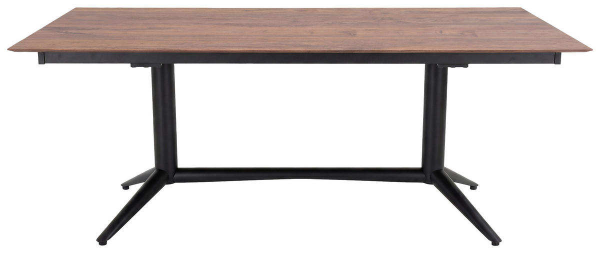 ESSTISCH 200-300/100/77 cm Echtholz  Holz ausziehbar, in verschiedenen Größen erhältlich rechteckig Nussbaumfarben  - Nussbaumfarben/Schwarz, Design, Holz/Metall (200-300/100/77cm) - hülsta