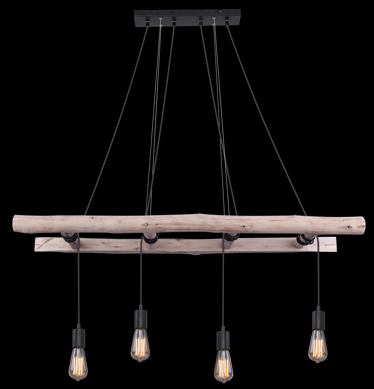 HÄNGELEUCHTE Rustic 115/30/192 cm   - Schwarz/Naturfarben, Design, Holz/Metall (115/30/192cm) - Marama