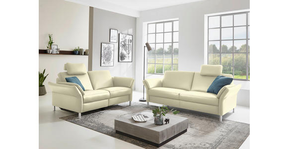 3-SITZER-SOFA Latina in Echtleder Weiß   - Alufarben/Weiß, Design, Leder/Metall (190/82/99cm) - Dieter Knoll