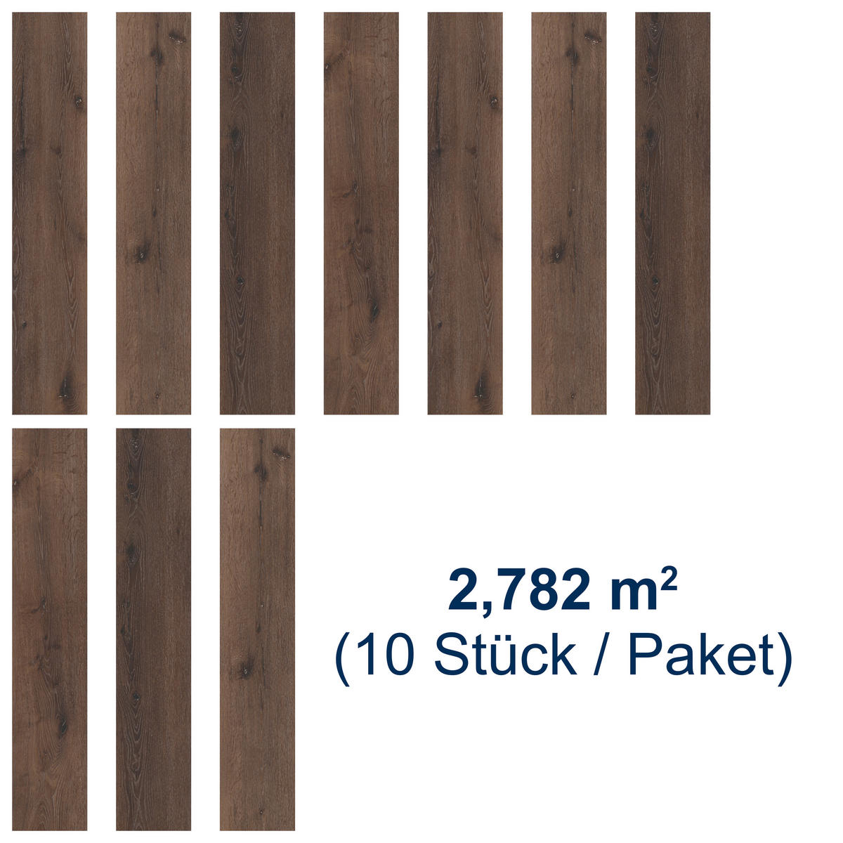 DESIGNBODEN Structure  per  m² - Eiche dunkel/Eichefarben, Basics, Kunststoff (122/22.8/0.38cm)