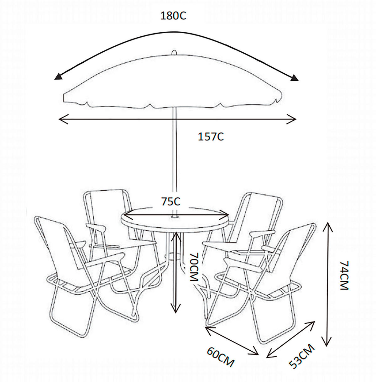 GARTENTISCHGRUPPE   - Schwarz, Modern, Glas/Kunststoff (75/70/75cm) - MID.YOU