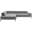 ECKSOFA inkl. Sitzvorzug in Cord Dunkelgrau  - Dunkelgrau/Schwarz, Design, Textil/Metall (216/321cm) - Hom`in