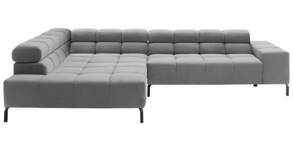 ECKSOFA inkl. Sitzvorzug in Cord Dunkelgrau  - Dunkelgrau/Schwarz, Design, Textil/Metall (216/321cm) - Hom`in