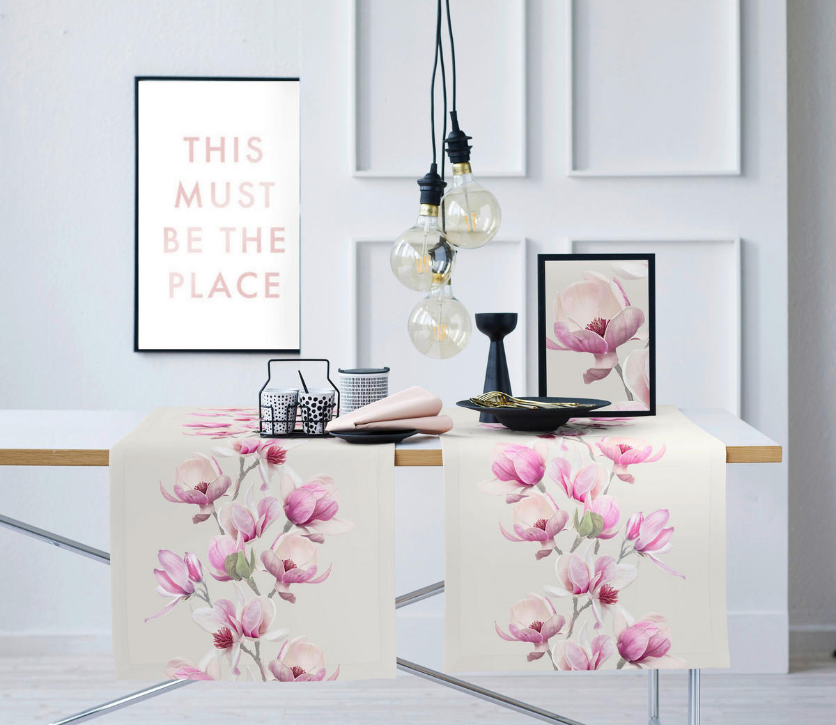 TISCHLÄUFER Textil Hellgrau, Mauve 48/140 cm  - Mauve/Hellgrau, Basics, Textil (48/140cm) - Esposa