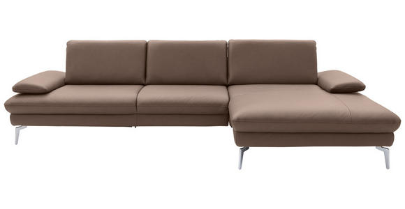 ECKSOFA in Echtleder Beige  - Chromfarben/Beige, Design, Leder/Metall (325/157cm) - Dieter Knoll