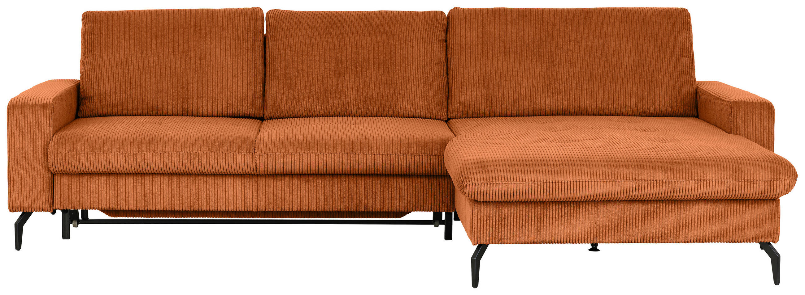 ECKSOFA in Cord Terracotta  - Terracotta/Schwarz, Design, Textil/Metall (302/180cm) - Venda