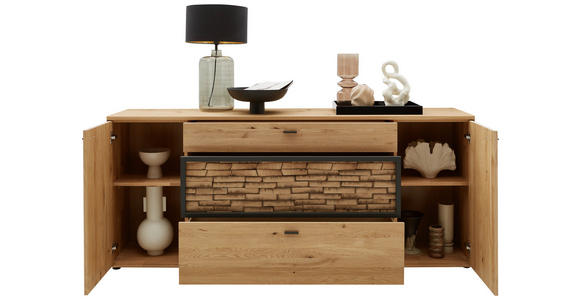 SIDEBOARD Wildeiche 211,9/89,5/45,2 cm - Wildeiche/Graphitfarben, Natur, Holz/Metall (211,9/89,5/45,2cm) - Valnatura