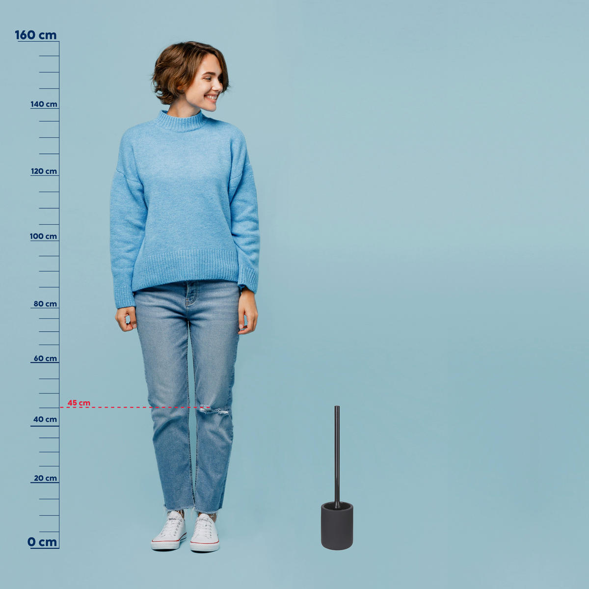 WC-BÜRSTENGARNITUR - Schwarz, Basics, Keramik (10/45cm) - Kela