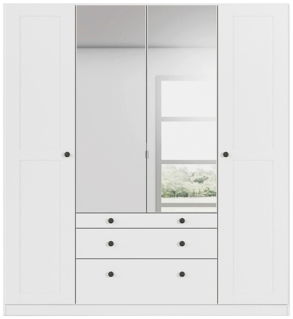 DREHTÜRENSCHRANK 181/197/54 cm,  in Weiß, 4-türig  - Schwarz/Weiß, KONVENTIONELL, Glas/Holzwerkstoff (181/197/54cm) - home24