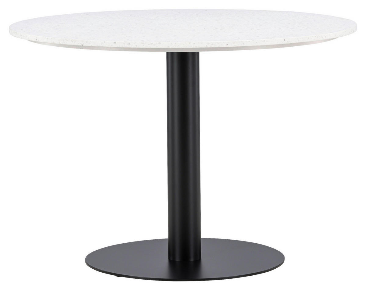 ESSTISCH in Metall, Stein 106/106/75 cm  - Schwarz/Weiß, Design, Stein/Metall (106/106/75cm) - Livetastic