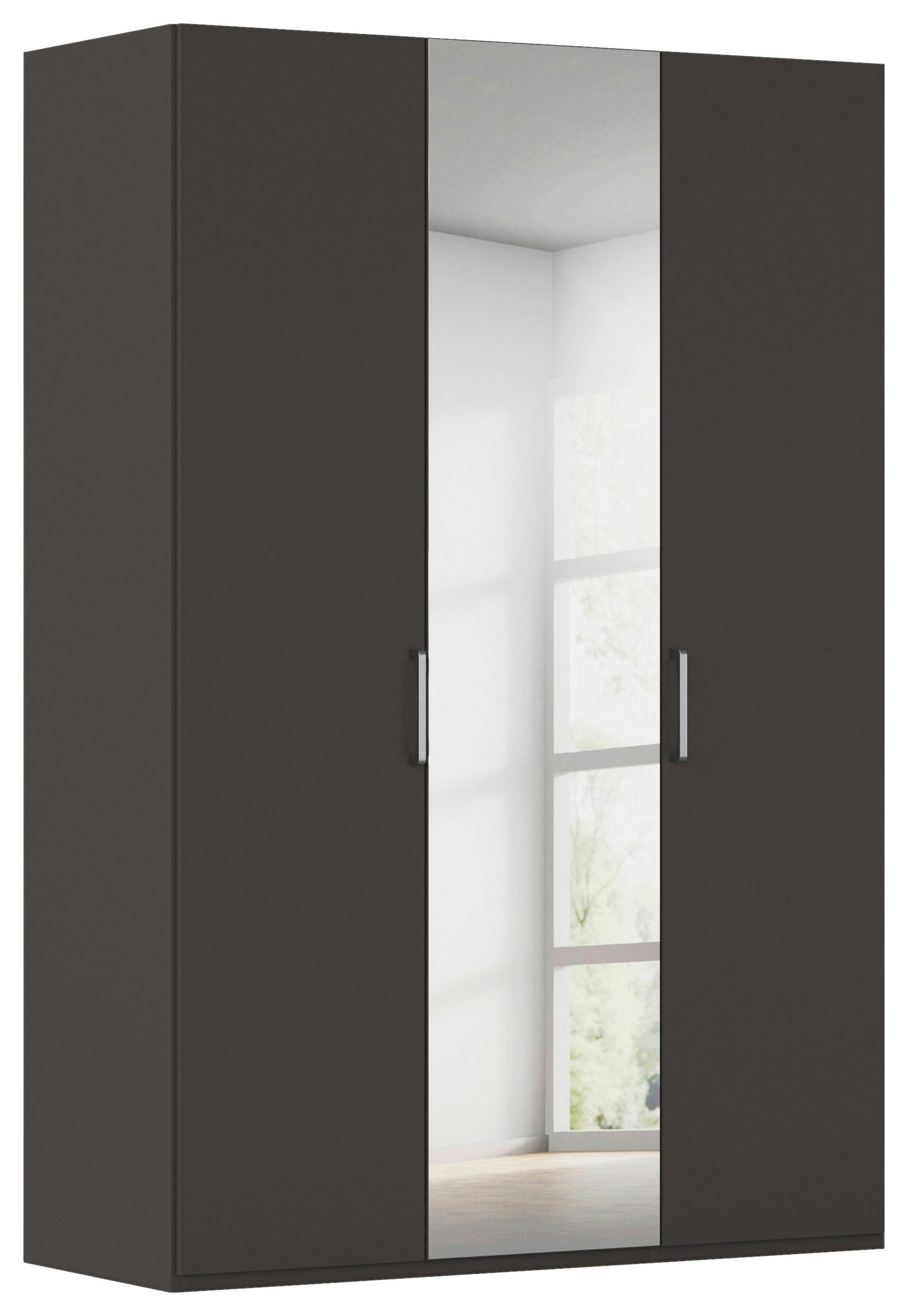 DREHTÜRENSCHRANK 151/235/61 cm,  in Graphitfarben, 3-türig  - Chromfarben/Edelstahlfarben, Basics, Glas/Holzwerkstoff (151/235/61cm) - Novel