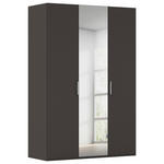 DREHTÜRENSCHRANK 151/223/61 cm,  in Graphitfarben, 3-türig  - Chromfarben/Edelstahlfarben, Basics, Glas/Holzwerkstoff (151/223/61cm) - Novel