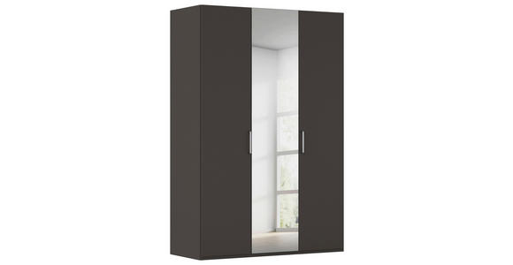 DREHTÜRENSCHRANK 151/223/61 cm,  in Graphitfarben, 3-türig  - Chromfarben/Edelstahlfarben, Basics, Glas/Holzwerkstoff (151/223/61cm) - Novel