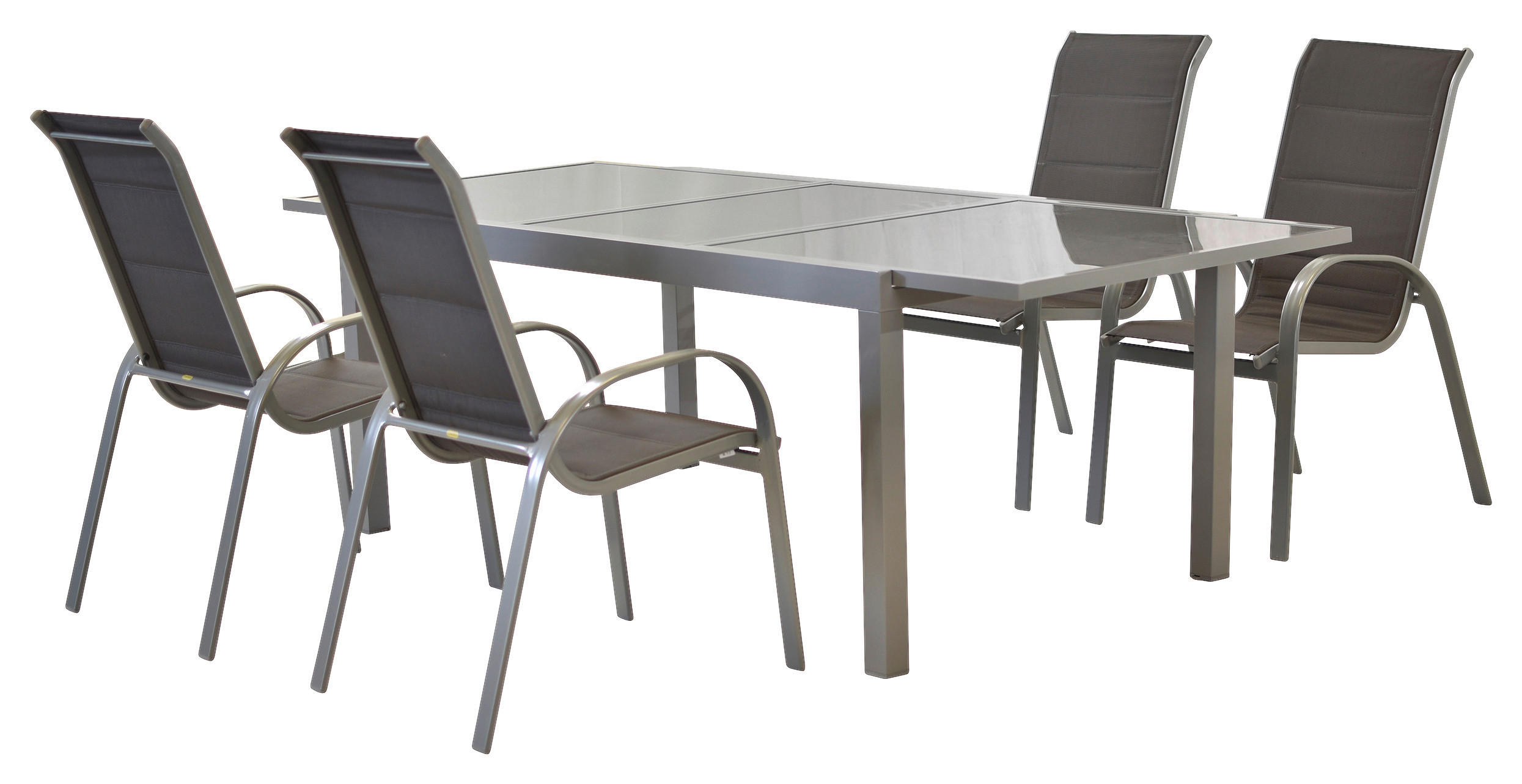 GARTENSET 5-teilig  - Anthrazit/Silberfarben, MODERN, Textil/Metall - Gardenson