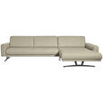 ECKSOFA in Echtleder Ecru  - Ecru/Anthrazit, KONVENTIONELL, Leder/Metall (324/182cm) - Ambiente