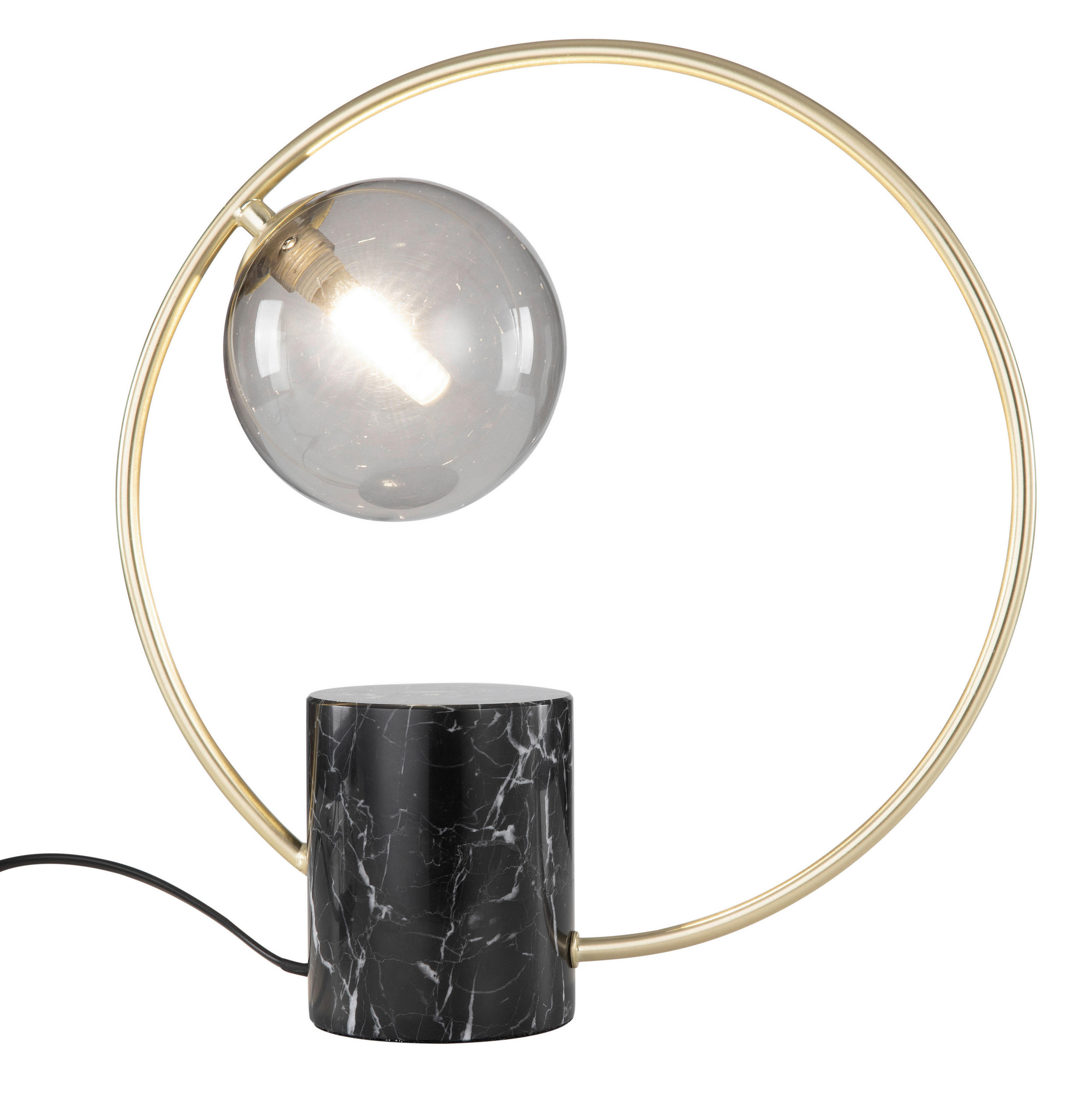 TISCHLEUCHTE 35/37 cm   - Messingfarben/Grau, KONVENTIONELL, Glas/Metall (35/37cm) - Dieter Knoll