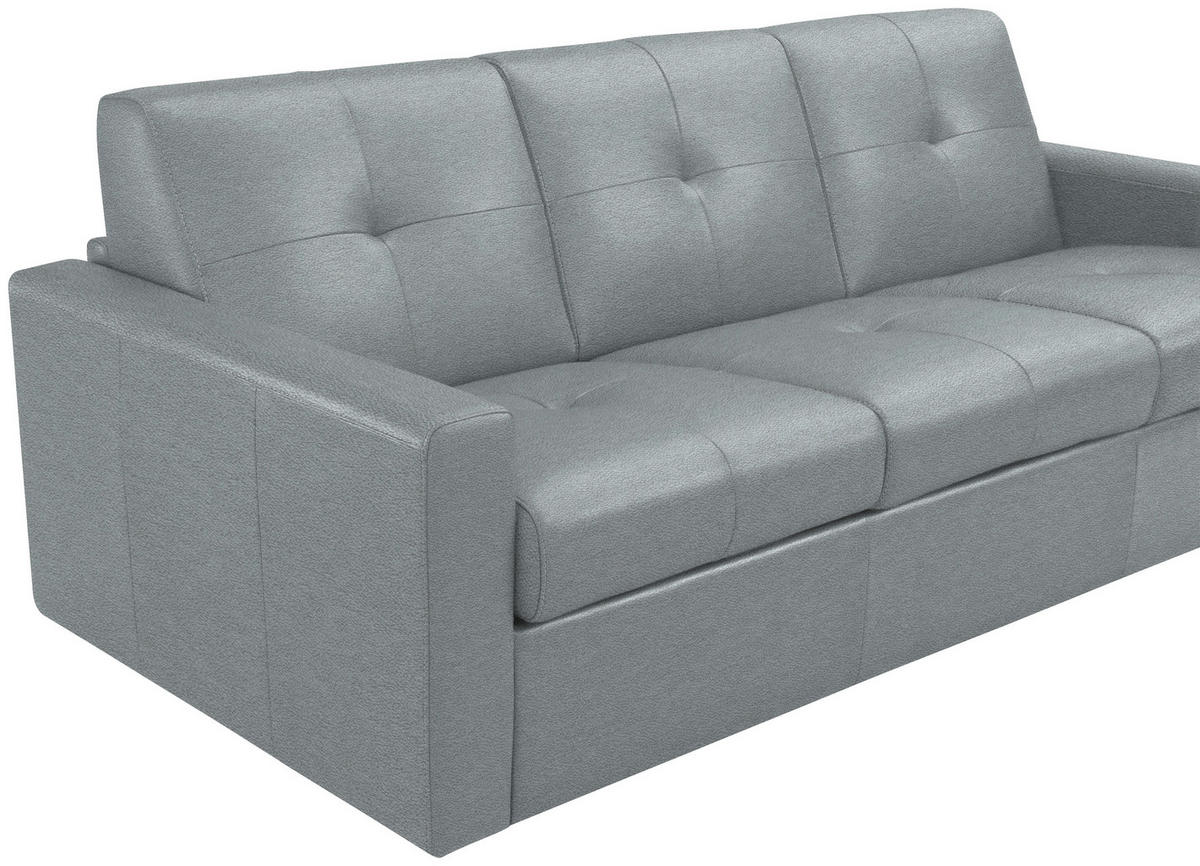 SCHLAFSOFA Silberfarben  - Silberfarben/Schwarz, Konventionell, Leder/Kunststoff (206/81/96cm) - Novel