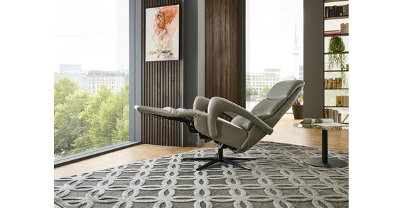 RELAXSESSEL in Leder Greige  - Greige/Schwarz, Design, Leder/Metall (76/110/86cm) - Dieter Knoll