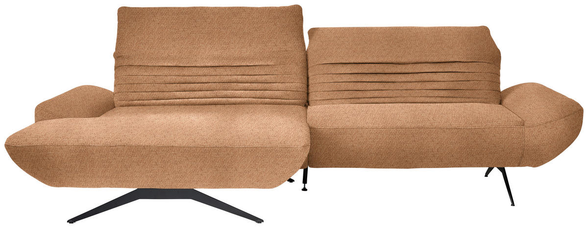 ECKSOFA in Chenille Aprikose  - Aprikose/Schwarz, Design, Textil/Metall (170-195/280cm) - Dieter Knoll