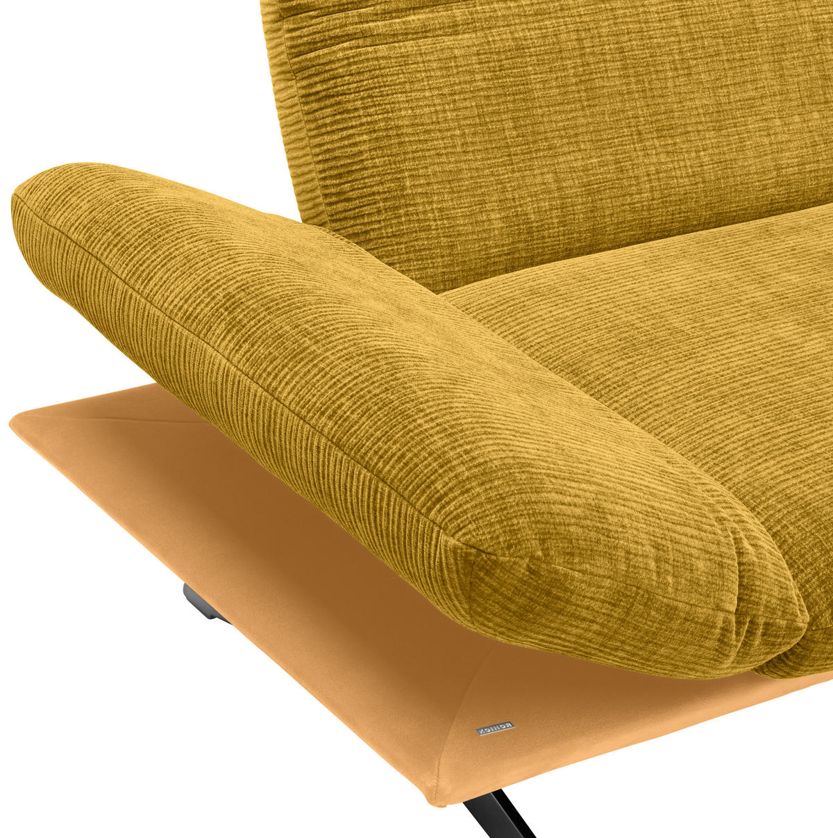 ECKSOFA in Flachgewebe Currygelb  - Currygelb/Edelstahlfarben, Design, Textil/Metall (209/277cm) - Koinor