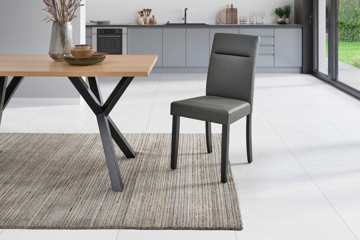STUHL     Schwarz, Dunkelgrau  - Dunkelgrau/Schwarz, Basics, Holz (57/96/44cm) - Livetastic
