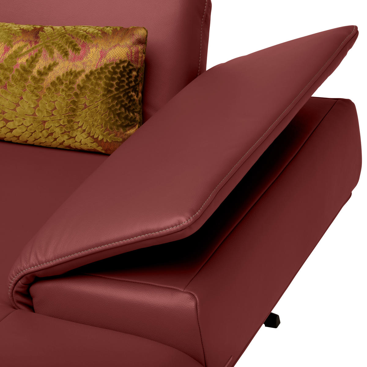 ECKSOFA in Echtleder Weinrot  239/150 cm  - Beige/Weinrot, Design, Leder/Metall (239/150cm) - Koinor