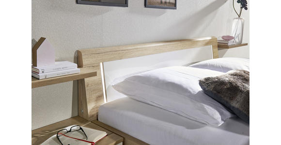 SCHLAFZIMMER 180/200 cm in Weiß, Eichefarben - Eichefarben/Weiß, KONVENTIONELL, Holzwerkstoff (180/200cm) - Venda