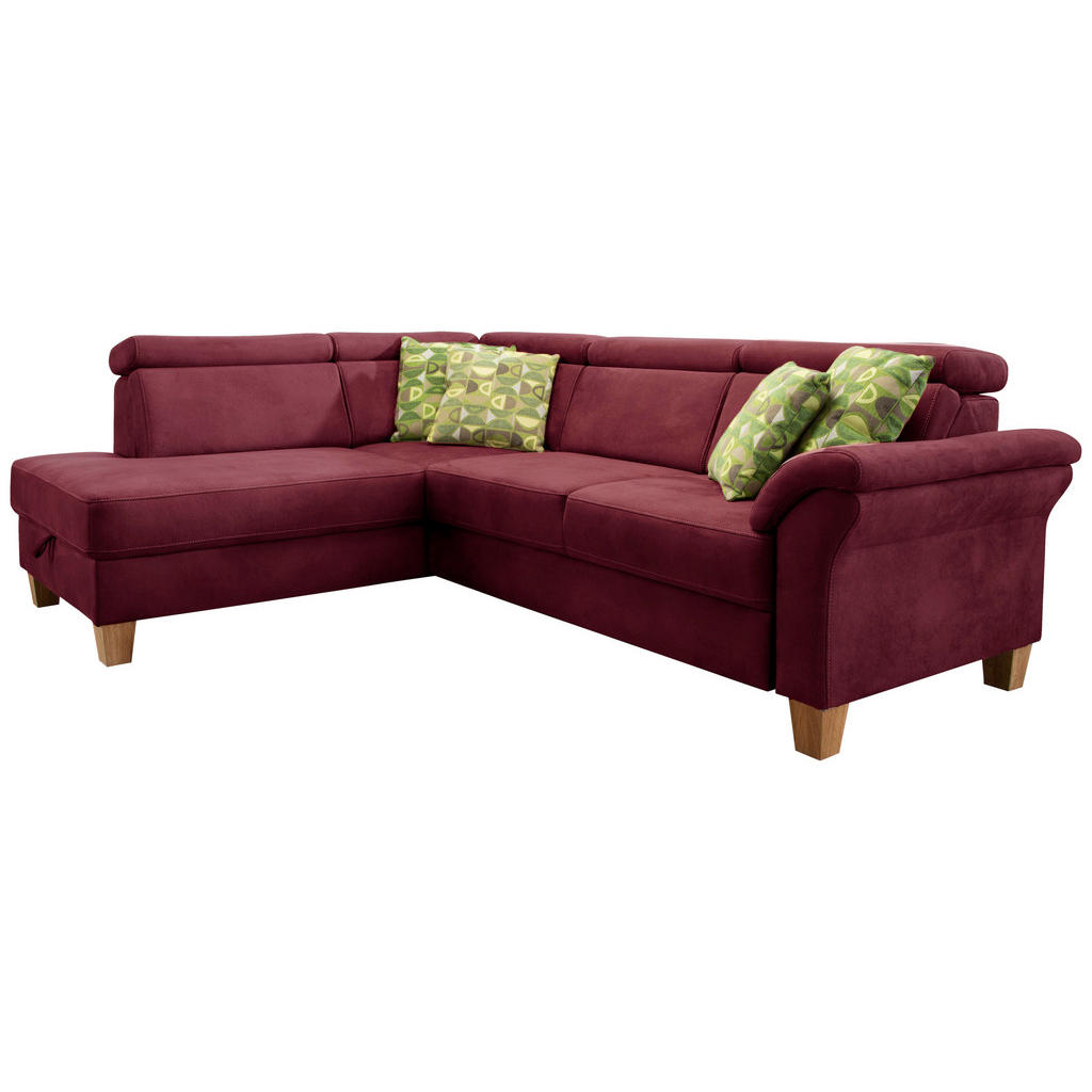 Thumbnail - Sit & More Ecksofa, Bordeaux, Textil, Buche, 5,5-Sitzer, Ottomane links, L-Form, 245x194 cm, Goldenes M, Oeko-Tex® Stand...