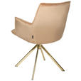 ARMLEHNSTUHL  Stoffauswahl, Sitzfläche 360° drehbar, automatische Rückholfunktion Samt  Goldfarben, Hellbraun  - Hellbraun/Goldfarben, Design, Textil/Metall (59/89,5/63cm) - Novel