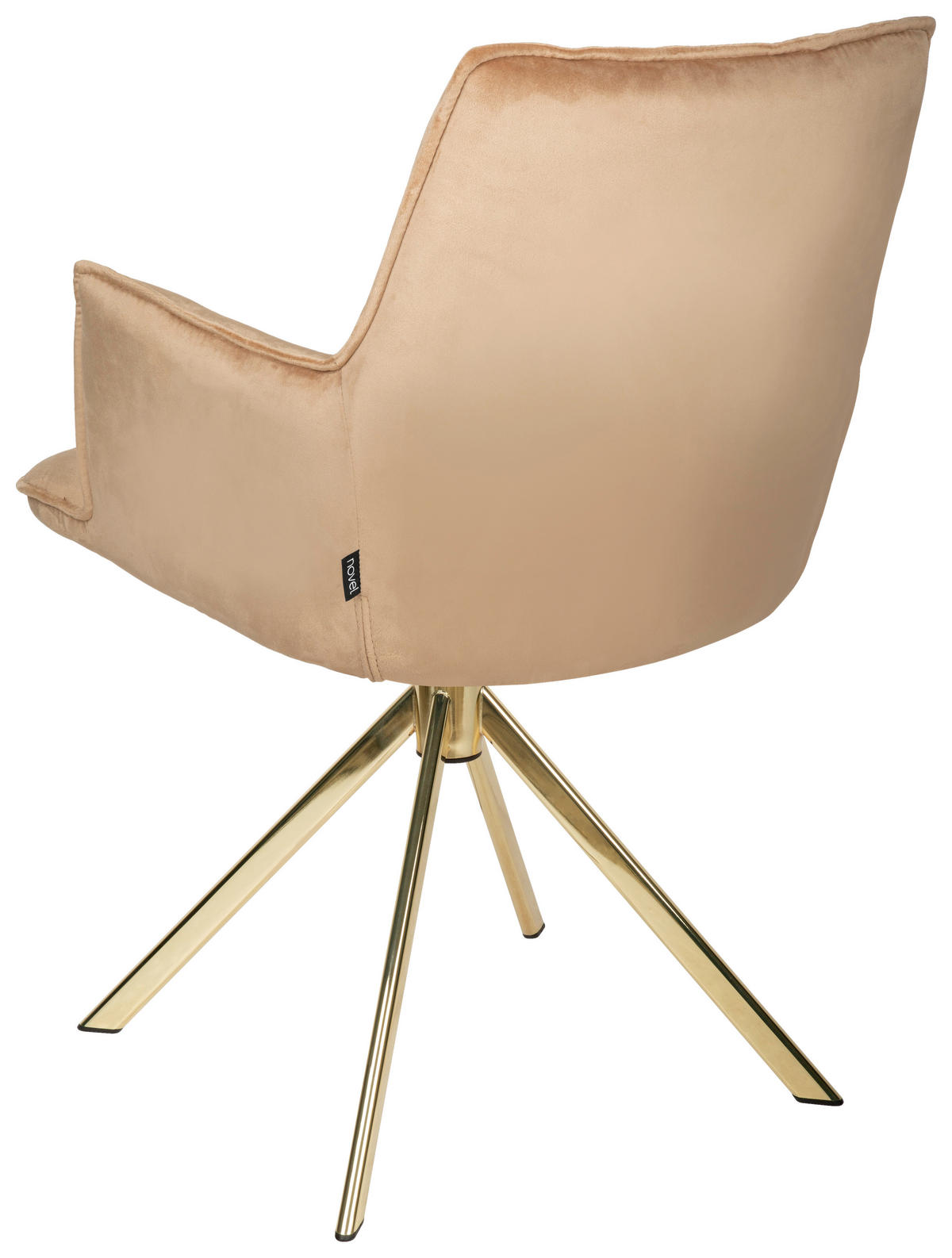 ARMLEHNSTUHL  in Edelstahl Samt  - Hellbraun/Goldfarben, Design, Textil/Metall (59/89,5/63cm) - Novel