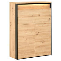 HIGHBOARD EDRA OFFICE 88/123/38 cm 2 Schublade(n)  - Schwarz/Eiche Artisan, KONVENTIONELL, Holzwerkstoff/Kunststoff (88/123/38cm) - Hom`in