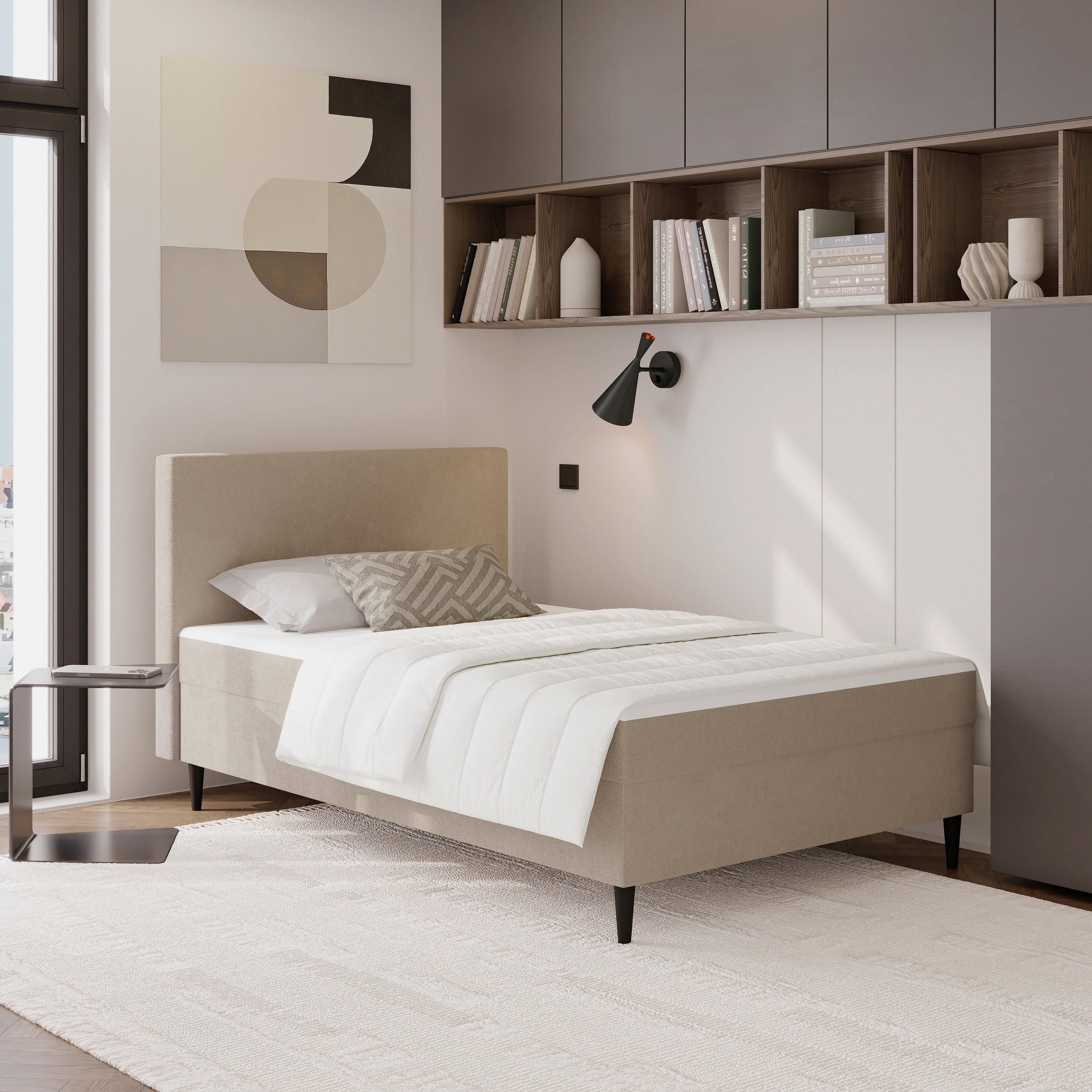 BOXBETT 120/200 cm  in Beige  - Beige/Schwarz, KONVENTIONELL, Textil (120/200cm) - P & B