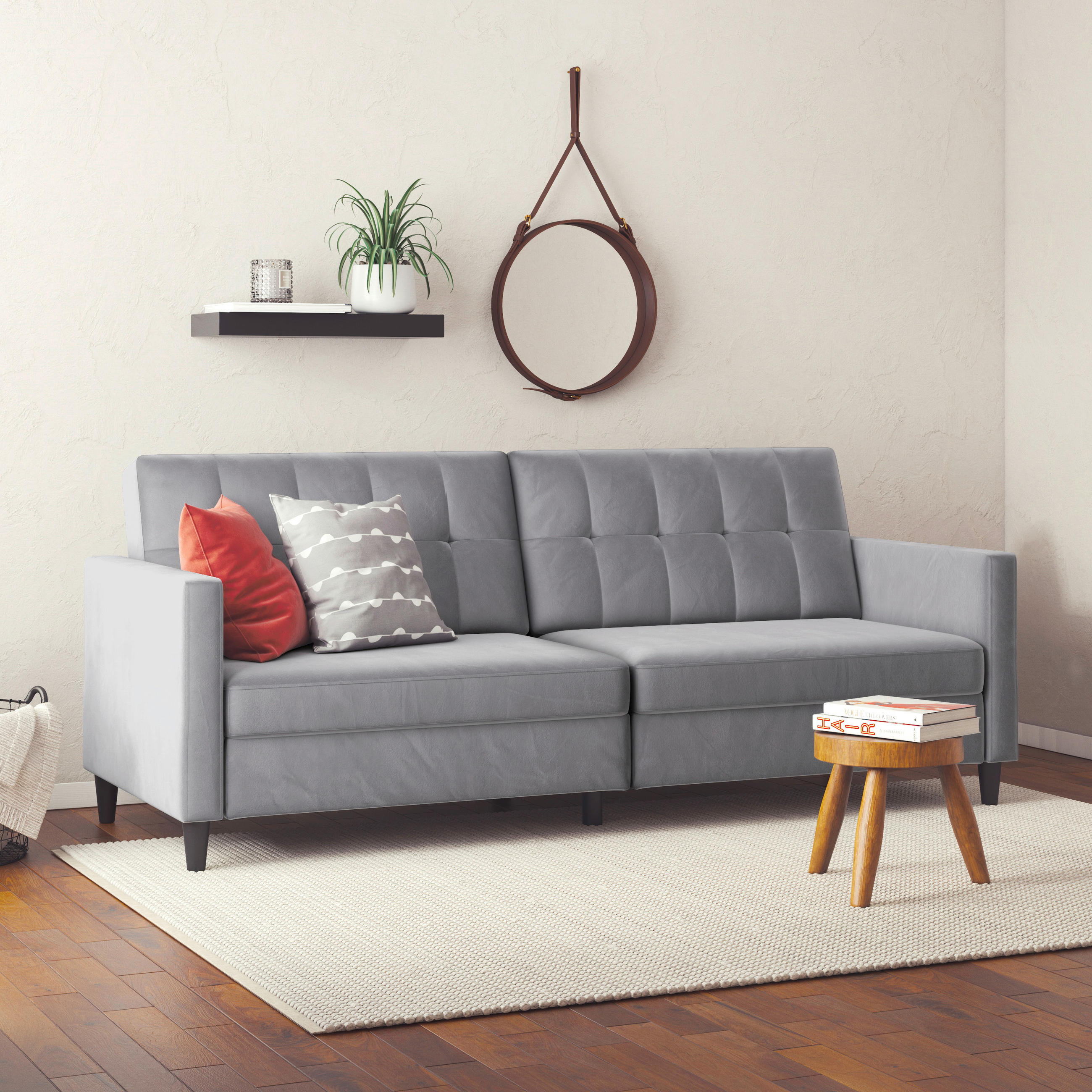 SCHLAFSOFA HANNOVER in Samt Grau Vintage, Skandinavisch, Modern  - Schwarz/Grau, Basics, Kunststoff/Textil (203/82/83cm) - Livetastic