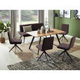 SITZBANK 180/87/64 cm Lederlook Braun, Schwarz, Eichefarben Eiche massiv Metall  - Eichefarben/Schwarz, Design, Holz/Textil (180/87/64cm) - Voleo