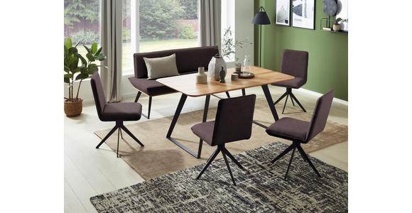 SITZBANK 180/87/64 cm Lederlook Braun, Schwarz, Eichefarben Eiche massiv Metall - Eichefarben/Schwarz, Design, Holz/Textil (180/87/64cm) - Voleo