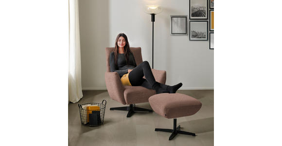 SESSEL in Bouclé Altrosa  - Schwarz/Altrosa, Design, Textil/Metall (60/94/86cm) - Dieter Knoll