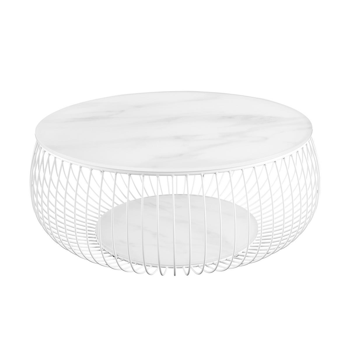 COUCHTISCH Klarglas 86/86/35 cm rund Weiß  - Weiß, Design, Glas/Metall (86/86/35cm) - Livetastic