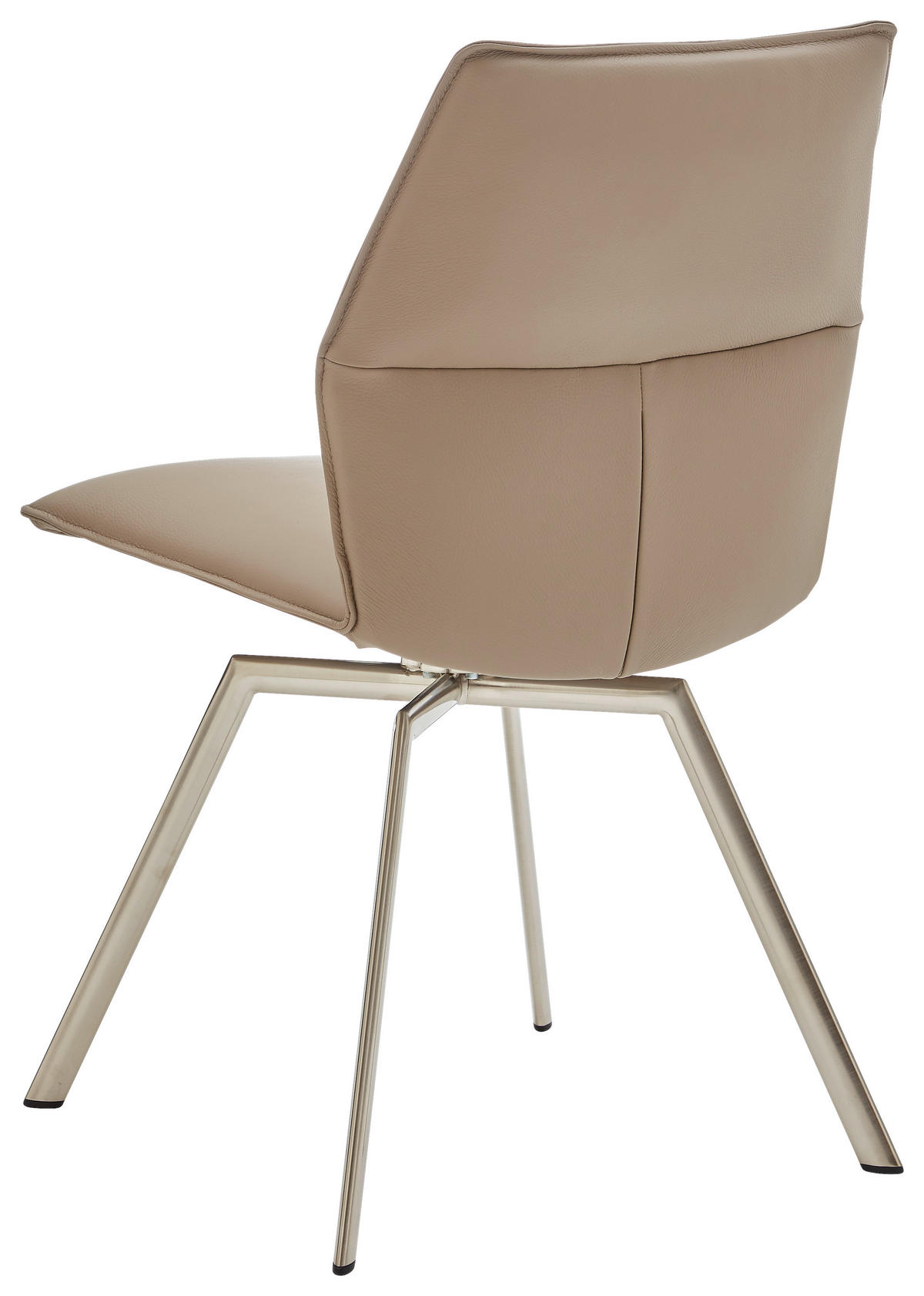 STUHL  in Stahl Echtleder pigmentiert  - Edelstahlfarben/Fango, Design, Leder/Metall (47/86/54cm) - Venjakob