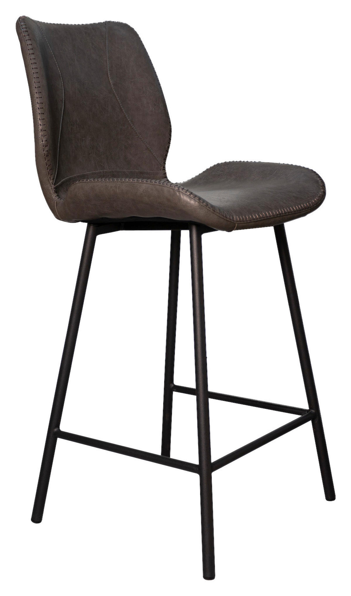 BARHOCKER-SET Lederlook Anthrazit  - Anthrazit/Schwarz, KONVENTIONELL, Kunststoff/Textil (47/99/40cm) - MID.YOU