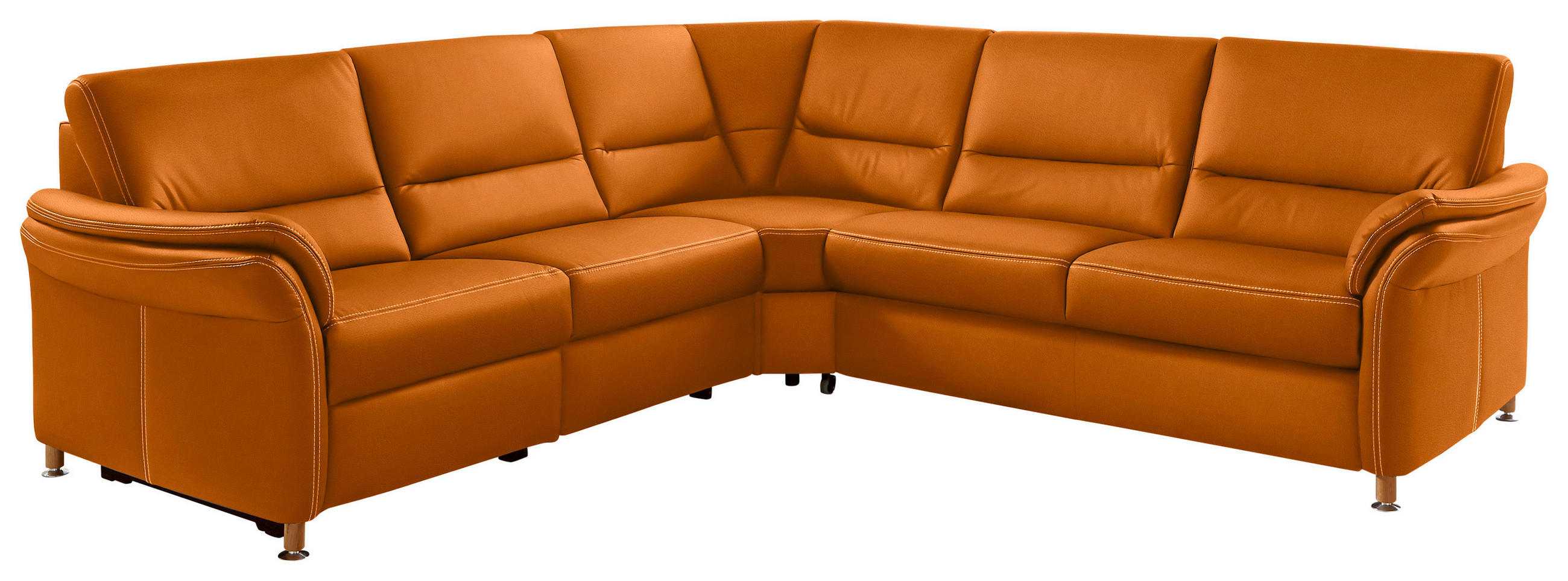 ECKSOFA in Echtleder Orange  - Eichefarben/Beige, Konventionell, Leder/Holz (262/262cm) - Beldomo Premium