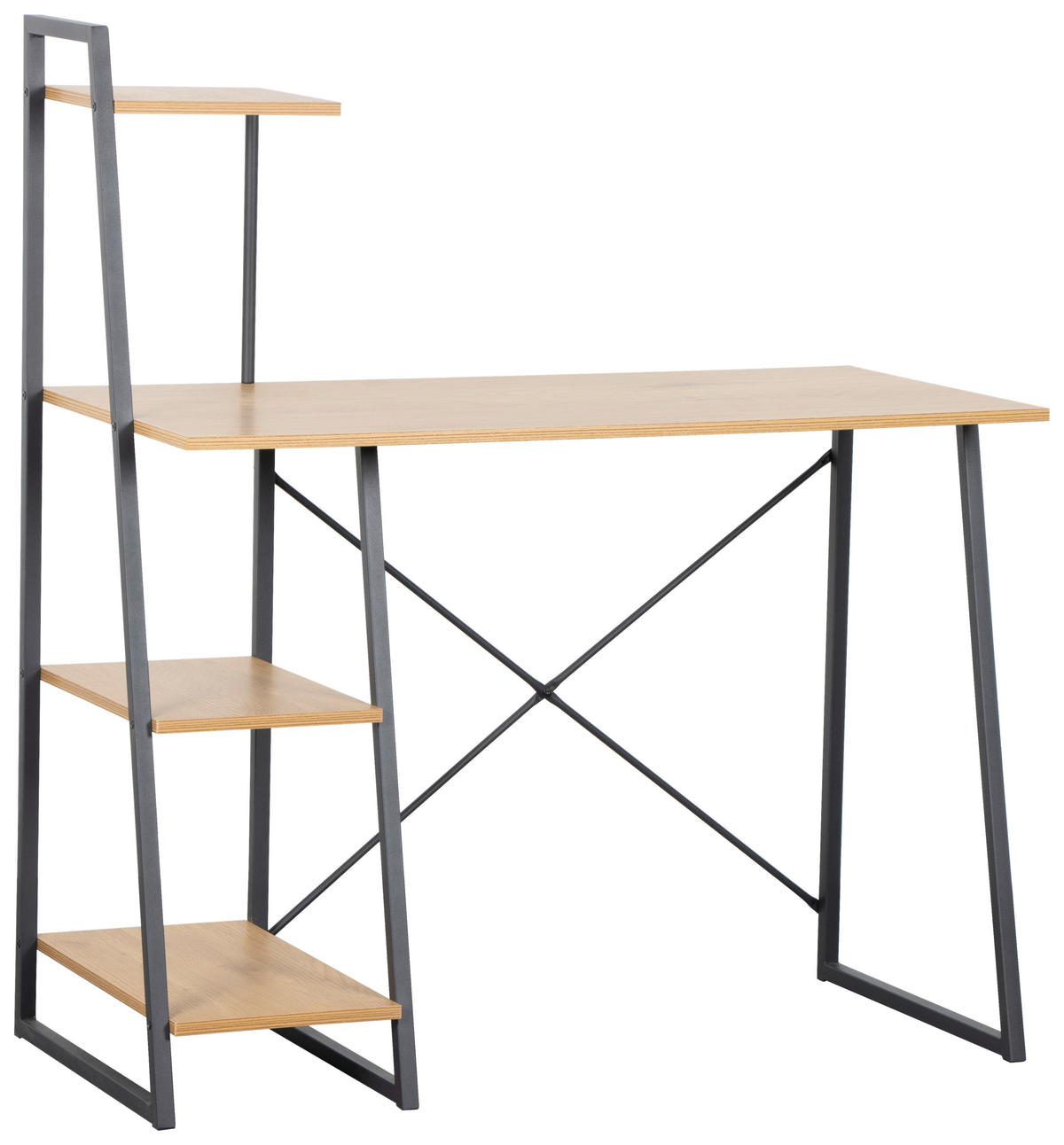 SCHREIBTISCH  in Schwarz, Eichefarben  - Eichefarben/Schwarz, MODERN, Holzwerkstoff/Metall (102/117/50cm) - MID.YOU